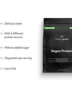 THE PROTEIN WORKS Vegan Powder Plant Based Shake Natural Vegan Gluten Free 66 Servings Chocolate Silk 2Kg  - Image 2