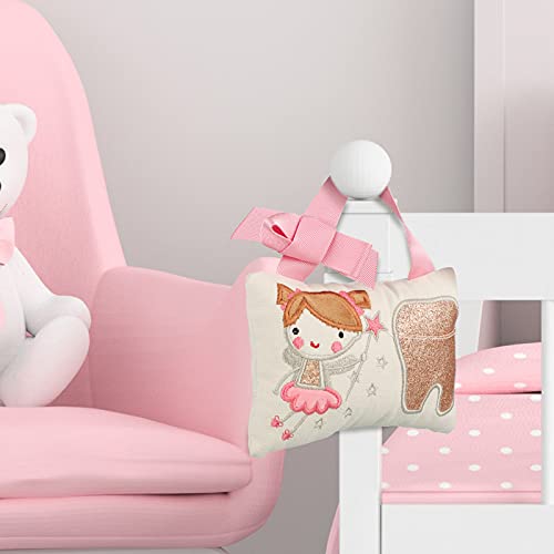 Qunclay Tooth Fairy Pillow with Pocket Kids Keepsake Pouch Tooth Fairy Gifts for Girl and Boy, 3.9 x 5.9 Inches (Sweet) - Image 3