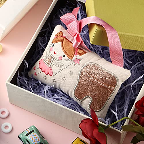 Qunclay Tooth Fairy Pillow with Pocket Kids Keepsake Pouch Tooth Fairy Gifts for Girl and Boy, 3.9 x 5.9 Inches (Sweet) - Image 4