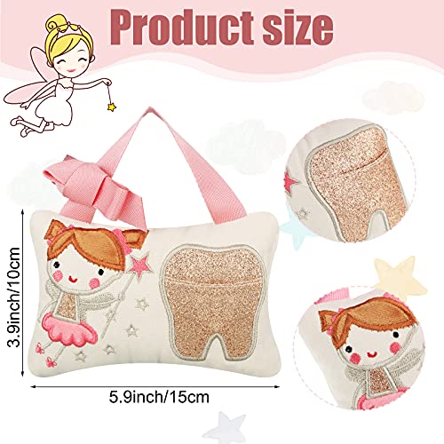 Qunclay Tooth Fairy Pillow with Pocket Kids Keepsake Pouch Tooth Fairy Gifts for Girl and Boy, 3.9 x 5.9 Inches (Sweet) - Image 2