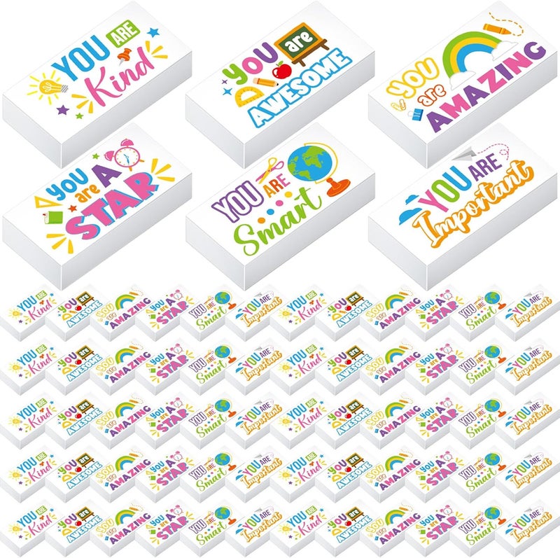 Resurhang 180 Pcs Inspirational Erasers for Kids Pencil Erasers Bulk with Colored Inspirational Words Motivational Eraser for Classrooms Drawing Sketching Back to School Office Supplies(Cute) - Image 1