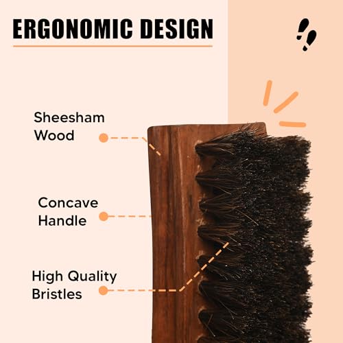 Shoe Mistri Horsehair Shoe Brush, Shoes Cleaner, Shoe Cleaning Brush - Concave Handle for Premium Grip - Suitable for Brushing, Buffing, Shining, and Polishing Leather Shoes, Boots & Accessories - Image 3