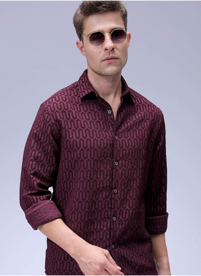 The Indian Garage Co Men Relaxed Fit Striped Full Sleeves Cuban Collar Resort Wear Shirt  - Image 1