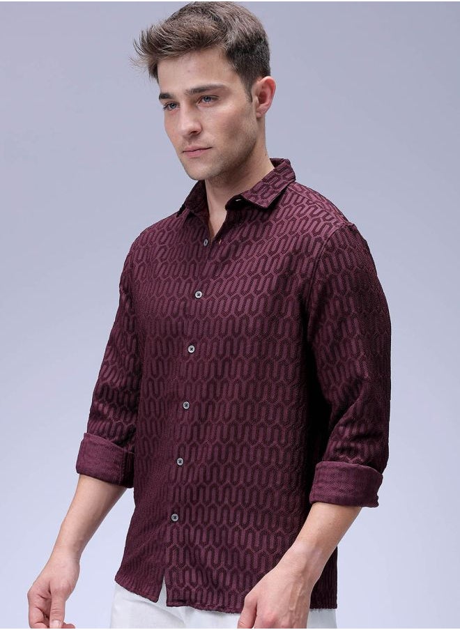 The Indian Garage Co Men Relaxed Fit Striped Full Sleeves Cuban Collar Resort Wear Shirt  - Image 3