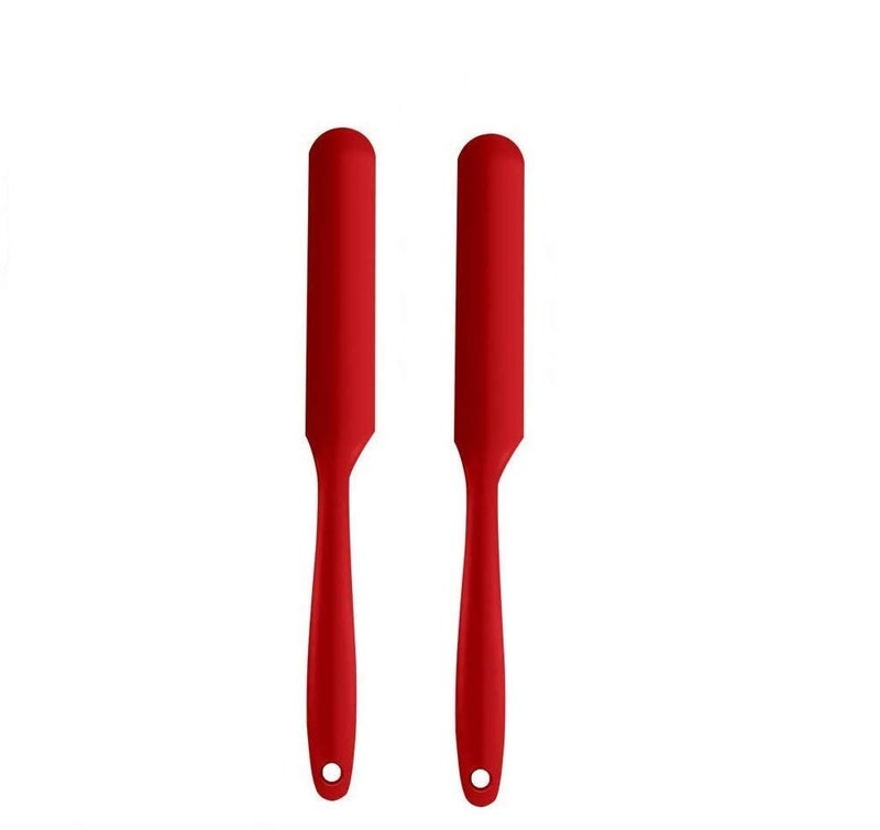 we3 Multi Purpose Heat Resistance Silicone Spatula Turner Non-Stick Silicone Kitchen Tools FDA Approved Piece of 2 Red|Spatula Spreader/Butter Knife 24cm - Image 1
