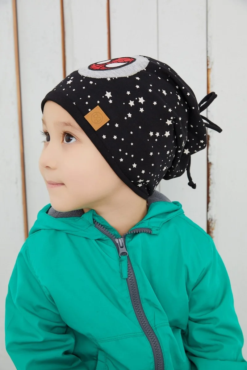 بيبيجيز Cotton Soft Double Layer Combed Spiderman Kids Baby Hat Beanie