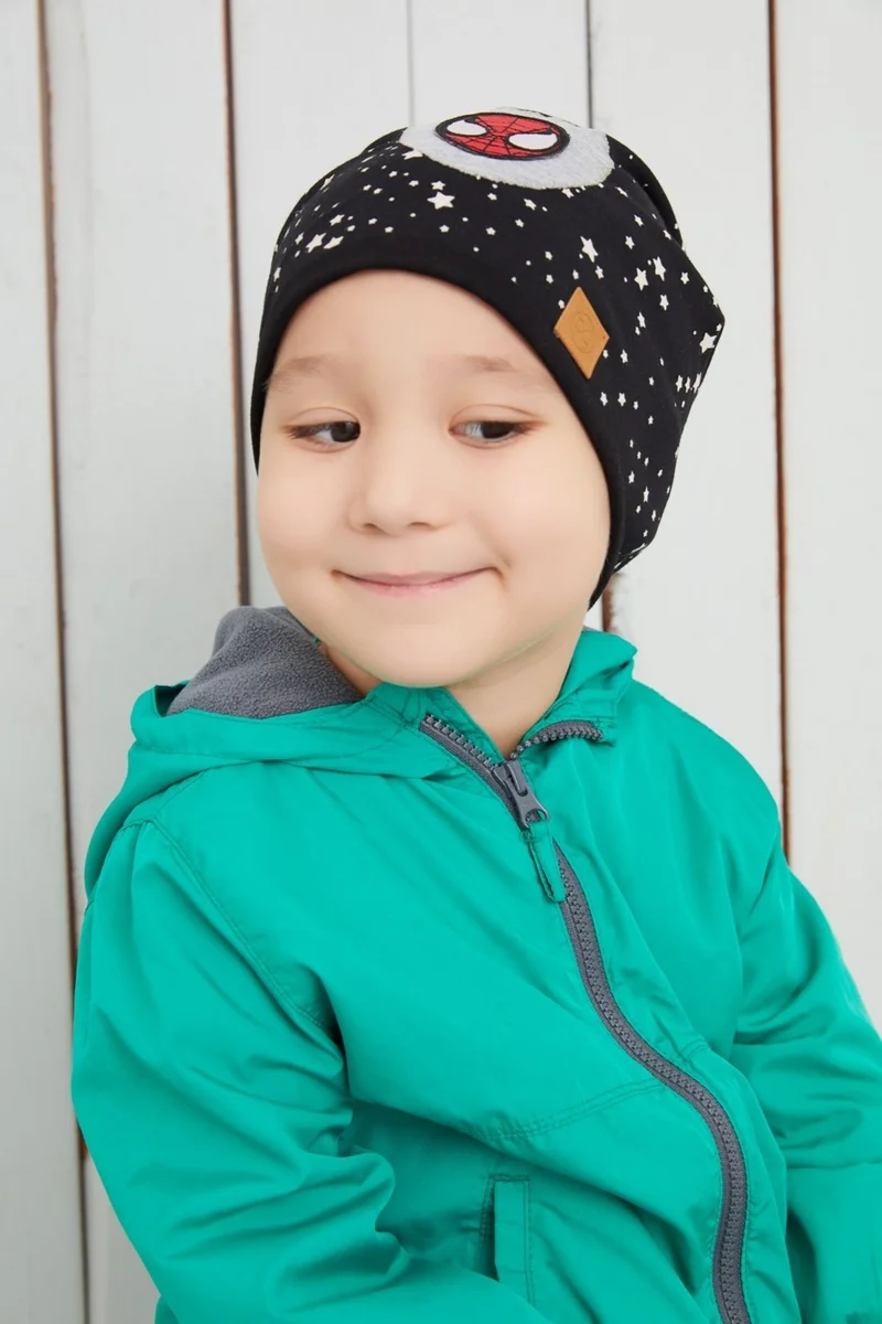 بيبيجيز Cotton Soft Double Layer Combed Spiderman Kids Baby Hat Beanie
