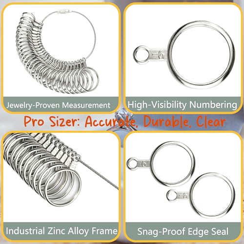 Gmleey Ring Sizer Measuring Tool 3-in-1 Set Ring Sizing Kit, Ring Sizers for Measuring 0-13 with Half Sizes 27-Piece, 2 Pcs Ring Measurer US Sizer 1-17 with Magnifier for Women Men - Image 2