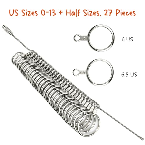 Gmleey Ring Sizer Measuring Tool 3-in-1 Set Ring Sizing Kit, Ring Sizers for Measuring 0-13 with Half Sizes 27-Piece, 2 Pcs Ring Measurer US Sizer 1-17 with Magnifier for Women Men - Image 4