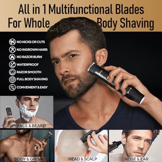 Akunbem Groin & Body Hair Trimmer For Men Bikini Trimmer Women Electric Ball Pubic Shaver Ipx7 Waterproof Wet & Dry Use Versatile Shaver For Temple Groin Nose Ear Hairs Beard (Black) - Image 3