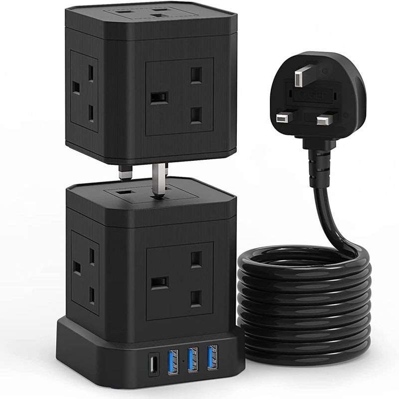 BROADONYX Extension cord Versatile Surge Protector Power Strip with USB Ports - Heavy-Duty Multi-Outlet Extension Cord for Home, Office, Gaming, and More - Image 1