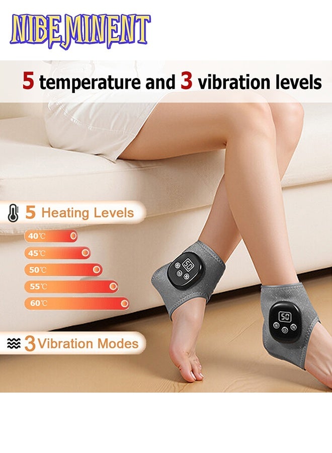 نيبمينينت ماسك الكاحل القابل للشحن بالتسخين والاهتزاز، 5 مستويات حرارة و3 أنماط اهتزاز، دعامة ماسك قدم متنقلة للمنزل والمكتب لتخفيف الألم - Image 3
