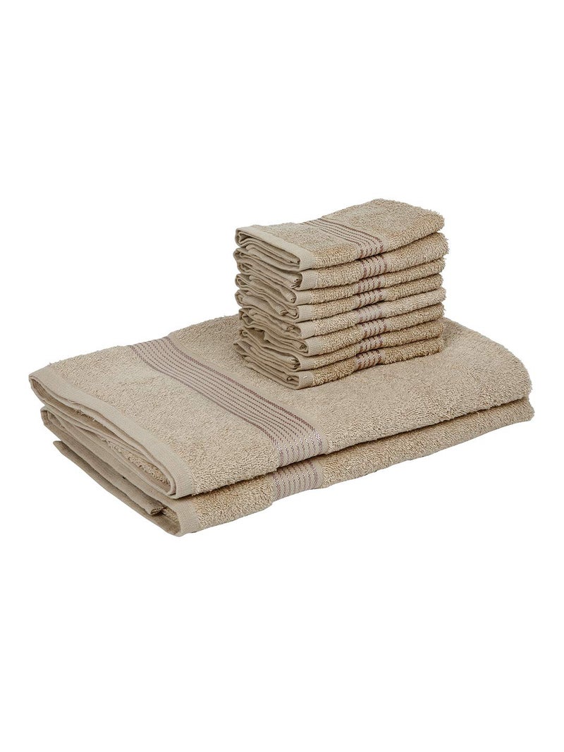 KOPA [10pc] Quick Dry 100% Cotton Soft Terry Towel -2pc Bath, 8pc Face (d'ross) | Quick Dry 100% Cotton | Super Absorbent, Lightweight, Odour Free - for Men, Women, Kids Solid-Taupe - Image 4