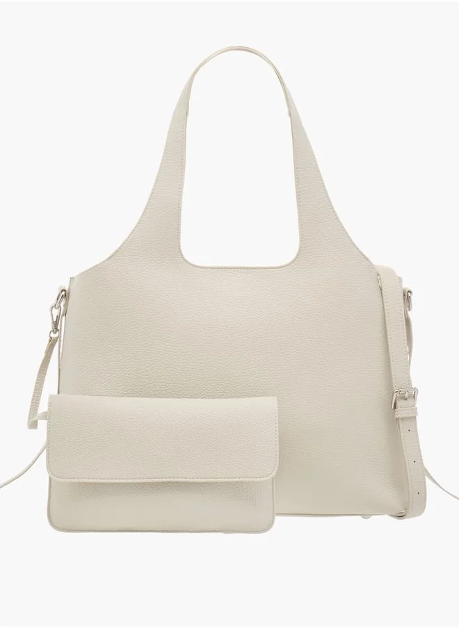 MISSY Solid Shoulder Bag with Zipper Closure and Pouch Set