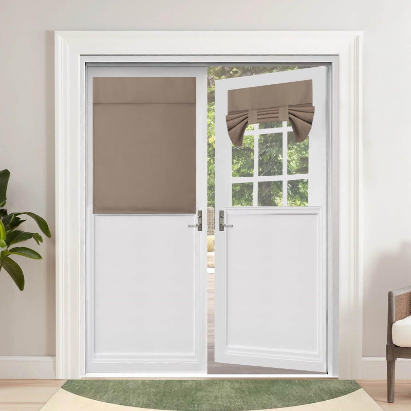 OutdoorLines خطوط خارجية لاء الستائر الفرنسية الباب الستائر الخصوصية المعزولة الحرارية معزولة الظلال الزجاجية سهلة تثبيت الستائر النافذة التريسيا الستار الباب الأمامي W26 X L40 بوصة الجمل 1 - Image 1