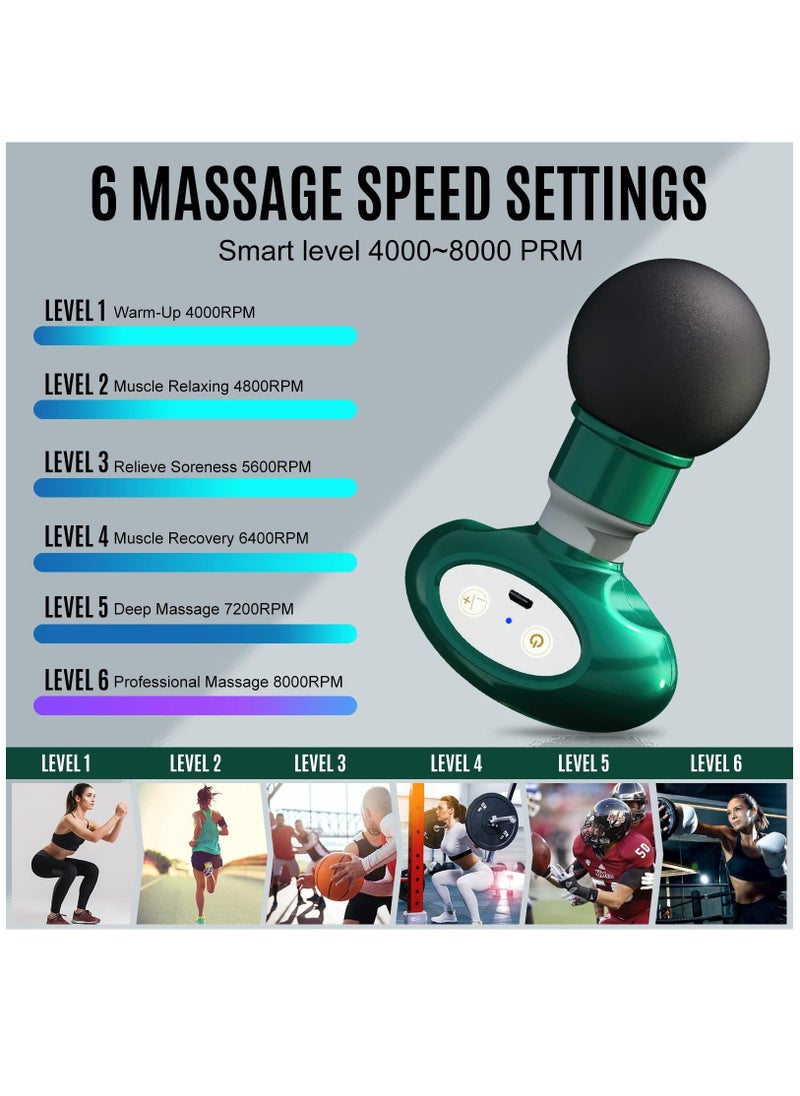 سيوسي مصغرة جهاز تدليك ، 6 سرعات المحمولة جهاز تدليك الاسترخاء العميق ، الناقل التسلسلي العام مدلك العضلات العميقة الهادئة للرياضيين لتخفيف الألم ، وابنة وابنة وابن زوجة هدية ( الأخضر ) - Image 3