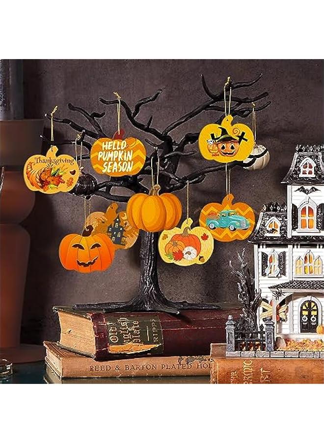 Arabest Wooden Pumpkins Ornaments to Paint  Thanksgiving Decoration Cutouts Unfinished 24PCS 3.5 x 3 inches, DIY Blank Unfinished Pumpkin Wood Discs Ornament for Home Harvest Crafts Hanging Autumn De - Image 2