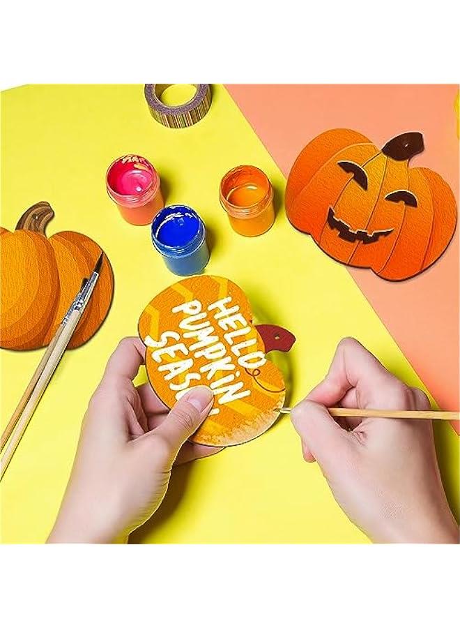 Arabest Wooden Pumpkins Ornaments to Paint  Thanksgiving Decoration Cutouts Unfinished 24PCS 3.5 x 3 inches, DIY Blank Unfinished Pumpkin Wood Discs Ornament for Home Harvest Crafts Hanging Autumn De - Image 3