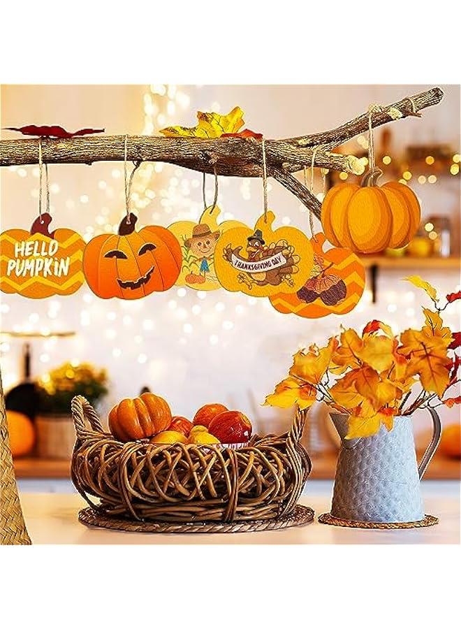 Arabest Wooden Pumpkins Ornaments to Paint  Thanksgiving Decoration Cutouts Unfinished 24PCS 3.5 x 3 inches, DIY Blank Unfinished Pumpkin Wood Discs Ornament for Home Harvest Crafts Hanging Autumn De - Image 4