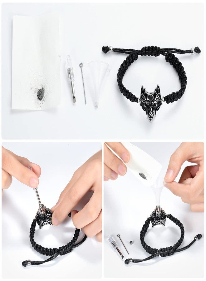 سوار تذكاري على شكل رأس ذئب من مجوهرات ينبلز ميموري لحفظ رماد الموتى، مناسب للرجال والنساء، قابل للتعديل، مصنوع من مواد صناعية مضفرة. - Image 5