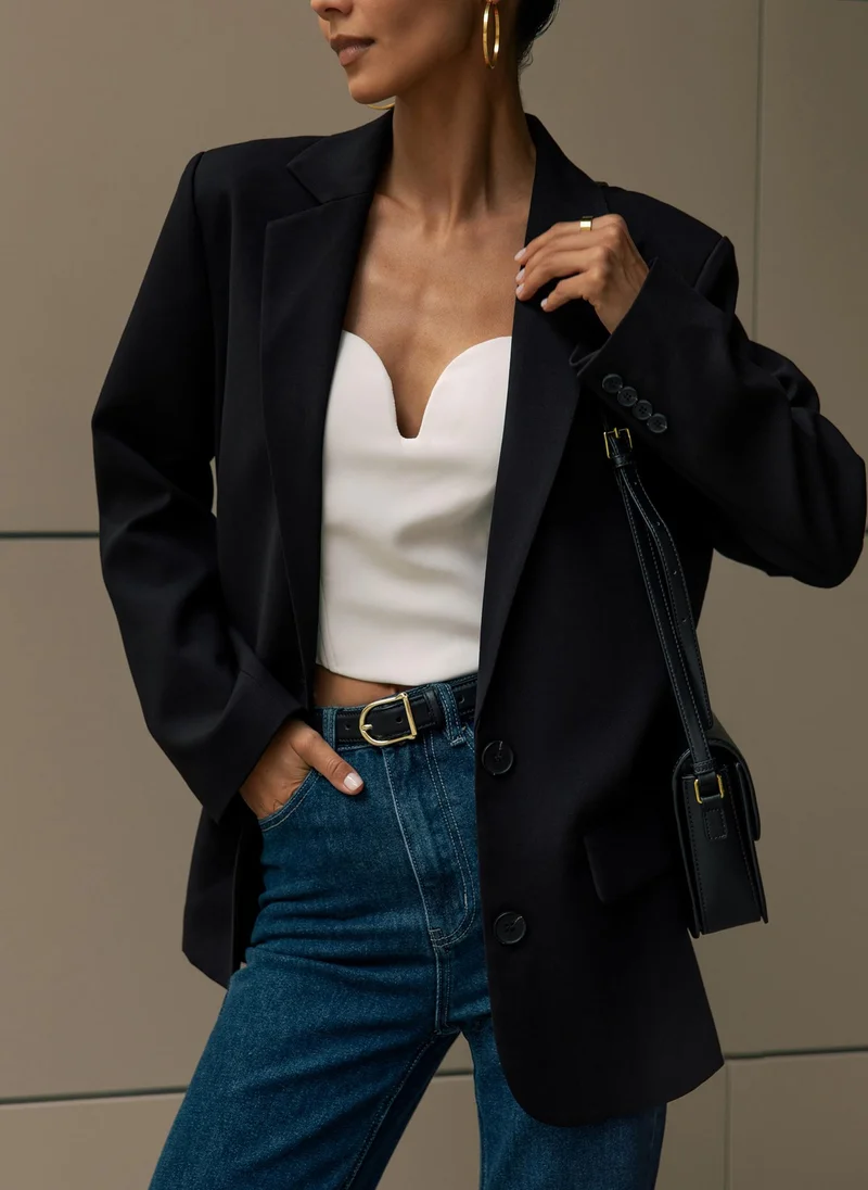 Lichi  Single-breasted jacket with contrasting buttons for Women | Best Price UAE
