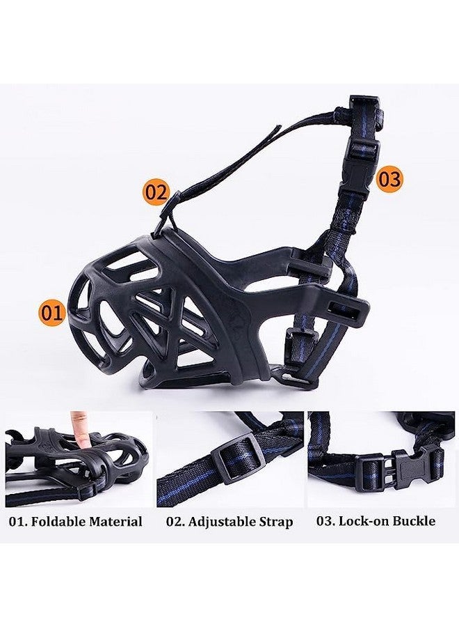 Dog Mouth Cover Muzzle Guard With Adjustable Strap Buckle Muzzle Ideal For Stopping Biting, Barking And Chewing Aggressive Dog And Puppy - Black (No-3, Medium) - Image 2