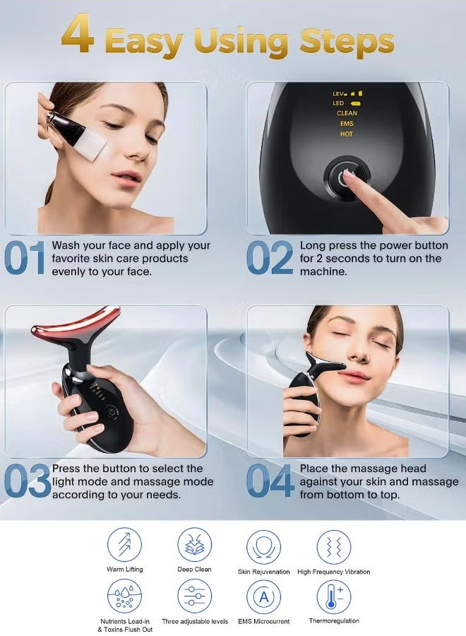 Royal Electric Facial Neck Lifting EMS Thermal Therapy Face Shape Firming Massager Skin Tightening Wrinkle Removal Anti Aging Machine High Frequency Sonic Vibration LED Photon Beauty Device - Image 3