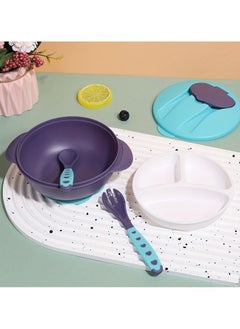 Dr Gym Feeding Bowl With Fork And Spoon Jelly Turquoise/Purple  - Image 3