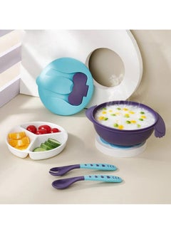 Dr Gym Feeding Bowl With Fork And Spoon Jelly Turquoise/Purple  - Image 4