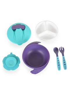 Dr Gym Feeding Bowl With Fork And Spoon Jelly Turquoise/Purple  - Image 2