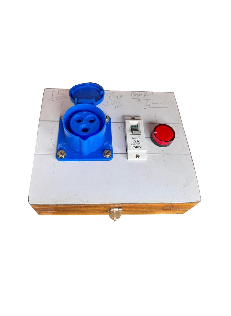 HIKEN Wooden Electric Extension Board with Female Industrial Socket MCB and Holder with Complete Wire 2 Meter Wire  - Image 1