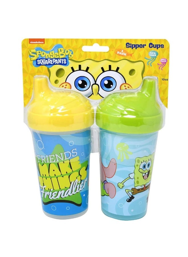Cudlie Baby Boy 2 Pack 10 Oz Hard Spout Sippy Cup for Toddler, Sponge Bob - Image 2