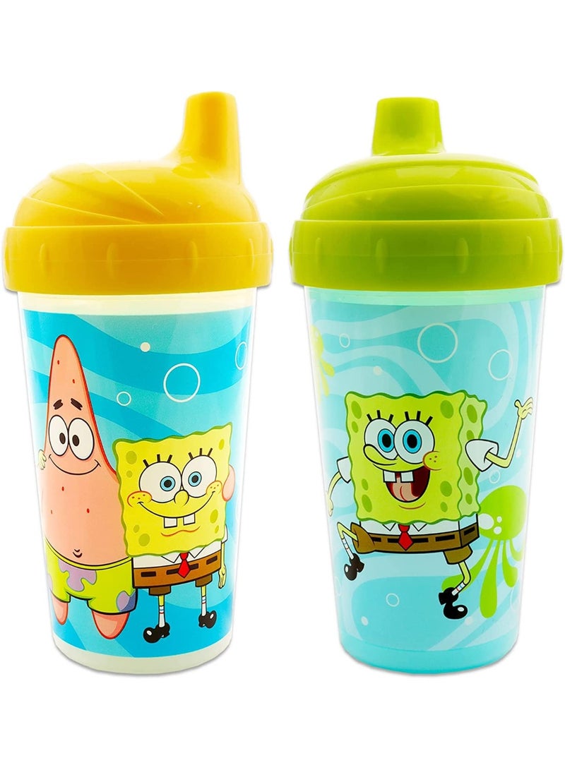 Cudlie Baby Boy 2 Pack 10 Oz Hard Spout Sippy Cup for Toddler, Sponge Bob - Image 1