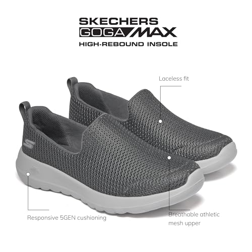 SKECHERS حذاء سكيشرز النسائي جو ووك جوي - وسادة 5 جين، حصيرة جوجا المبردة بالهواء، حذاء شبكي قابل للتنفس، رمادي، 5.5 عريض - Image 2
