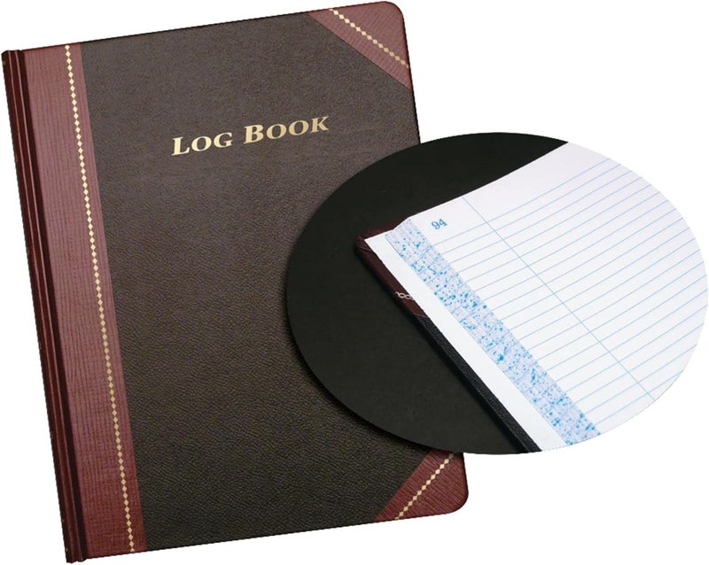 Adams Log Book - 8.13 x 10.38 Inches, Black Cover with Maroon Spine, 150 Pages - Image 1