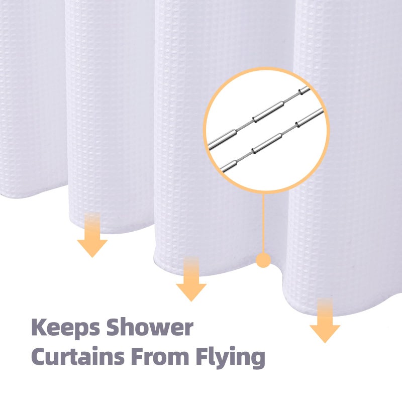 LaCyan 3 in 1 Waterproof Waffle Weave Shower Curtain and Clear Liner Set with 12 Stainless Steel Hooks Double Sided for Bathroom 72 Inches Heavy Duty Polyester Fabric Shower Curtains 72x72 - Image 4