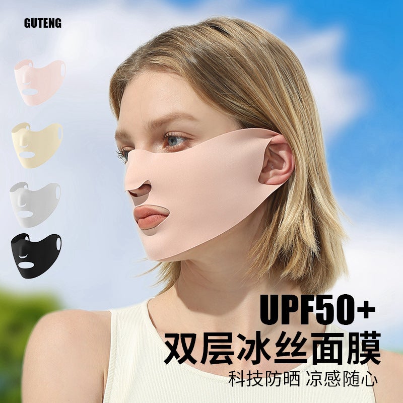 Seamless Sun Protection Mask, Ice Silk Anti-Uv Breathable Face Mask, Ear-Hanging Mask For Men And Women, Sun Protection Ice Silk Mask - Image 3
