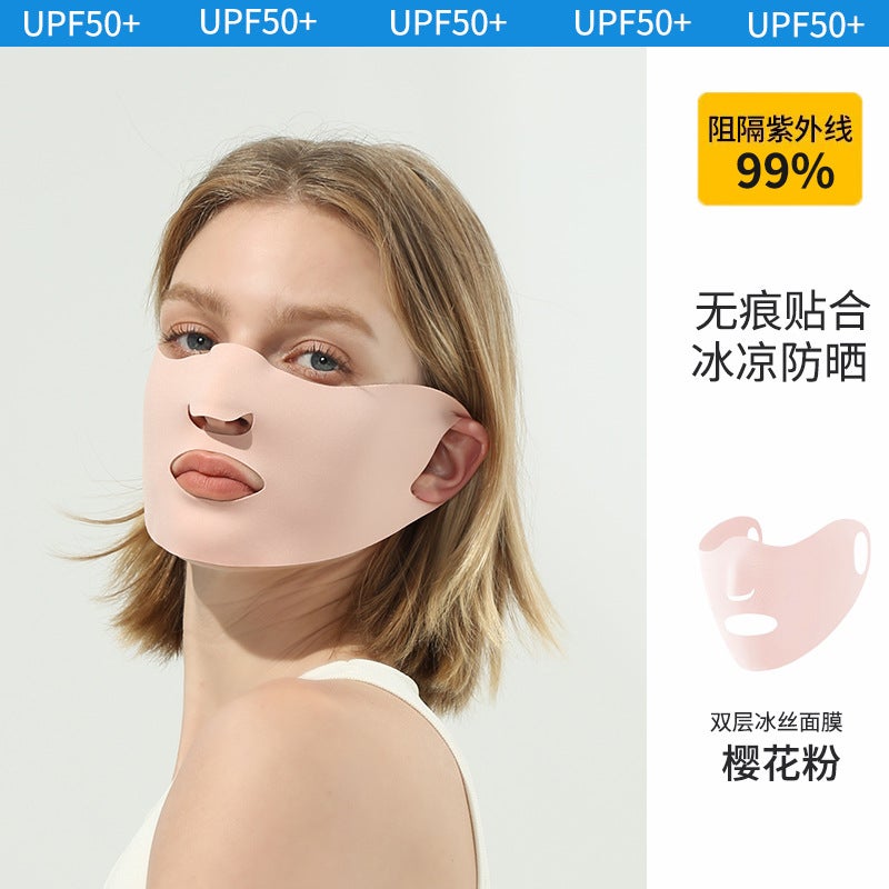 Seamless Sun Protection Mask, Ice Silk Anti-Uv Breathable Face Mask, Ear-Hanging Mask For Men And Women, Sun Protection Ice Silk Mask - Image 1