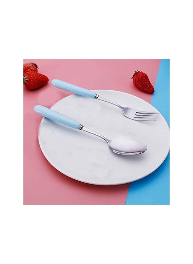 vesus Flatware Set with Case 304 Stainless Steel Fork and Spoon Reusable Flatware Set Dishwasher Safe Flatware Utensils with Ceramics Colored Handle for To Go Anywhere (BLUE)  - Image 3