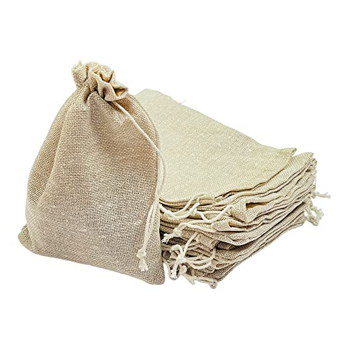 KRIWIN Ten Cotton Jute Drawstring Closure Small Size Gift Potli Bags Pouches(17.78 X 12.5 cm; Beige) (10) - Image 2