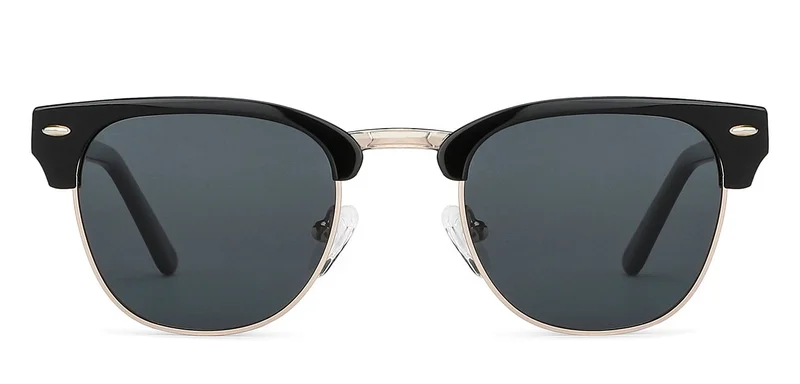 John Jacobs JJ Tints Full Rim Clubmaster Frame Polarized &amp; UV Protected Sunglasses JJ S13088S - 46mm - Black