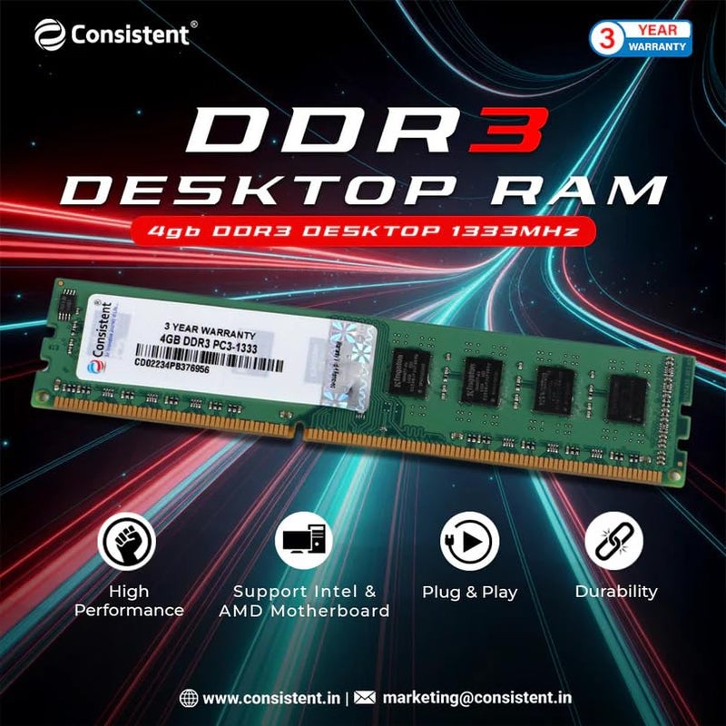 Consistent 4 GB DDR3 Desktop ram,1333Mhz - Image 3