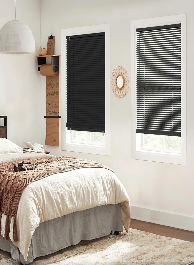 LazBlinds No Tools No Drill Cordless 1" Vinyl Mini Blinds, 100% Blackout Blinds for Indoor Windows, Room Darkening Privacy Window Blinds and Shades for Interior, 22 1/2" W x 64" H, Black - Image 5