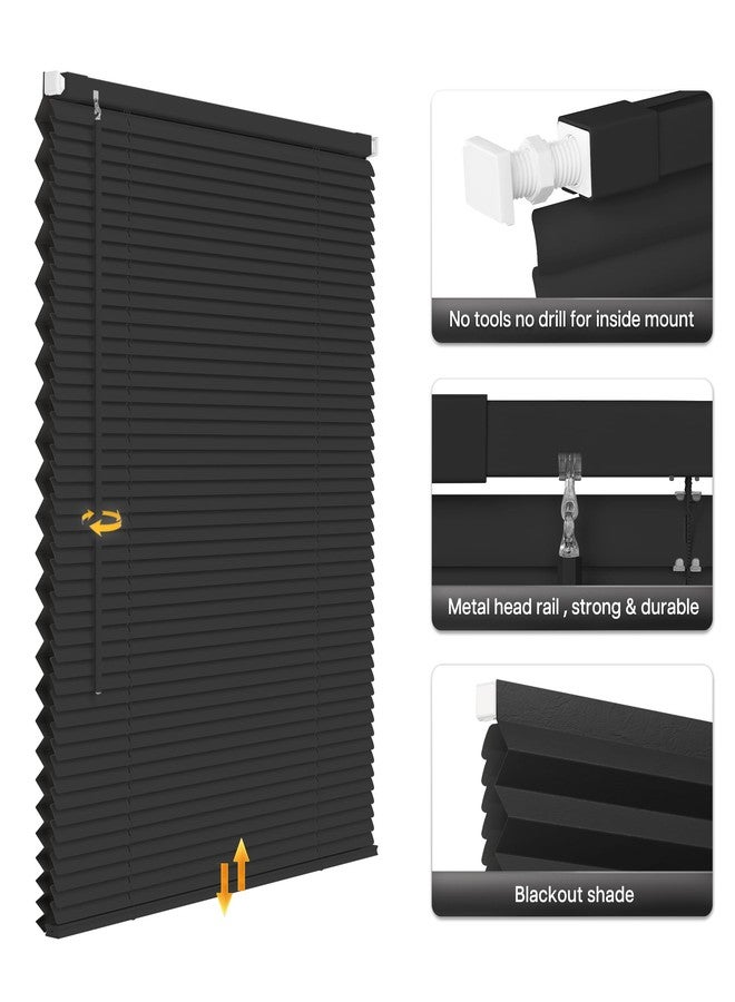 LazBlinds No Tools No Drill Cordless 1" Vinyl Mini Blinds, 100% Blackout Blinds for Indoor Windows, Room Darkening Privacy Window Blinds and Shades for Interior, 22 1/2" W x 64" H, Black - Image 4