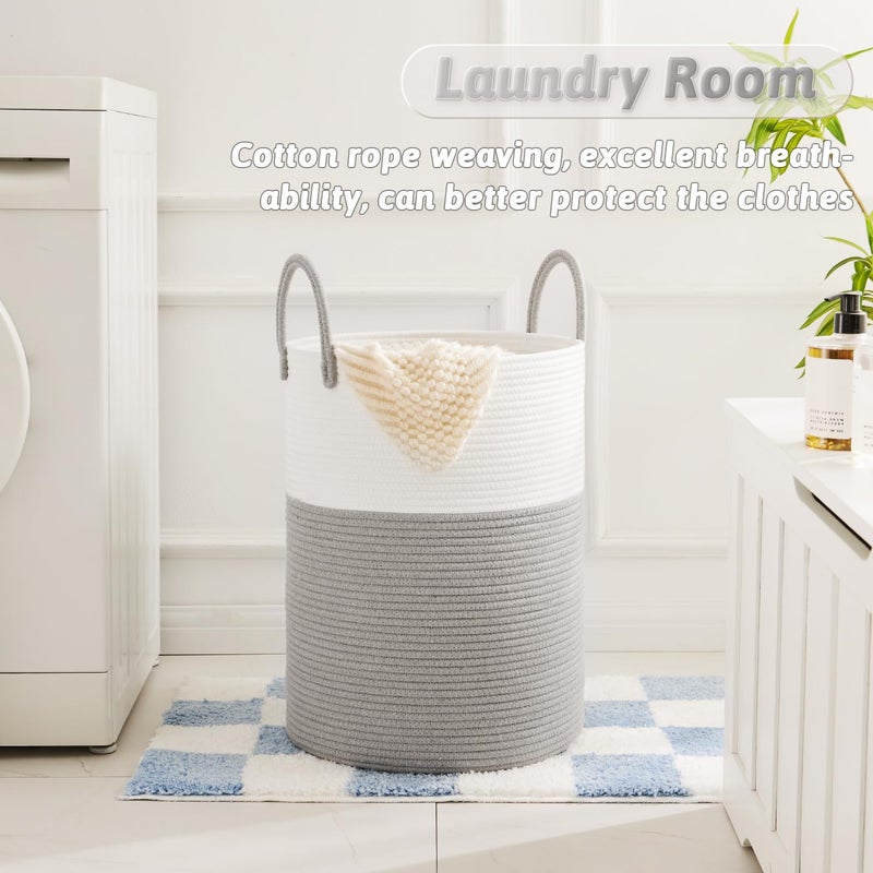 Artfeel Laundry Basket,Woven Cotton Rope Laundry Hamper,60L for Decorative Storage of Dirty Clothes,Toys and Blankets in Bathroom,Baby Room and Living Room - Image 2