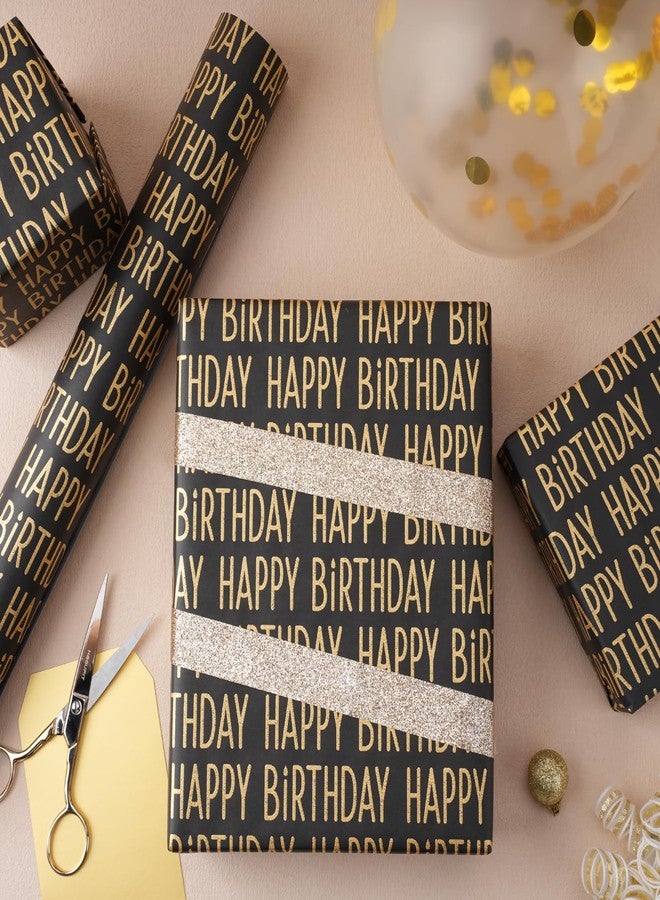 BIOBROWN Birthday Wrapping Paper Text Happy Birthday Design for Boys Men - Image 4