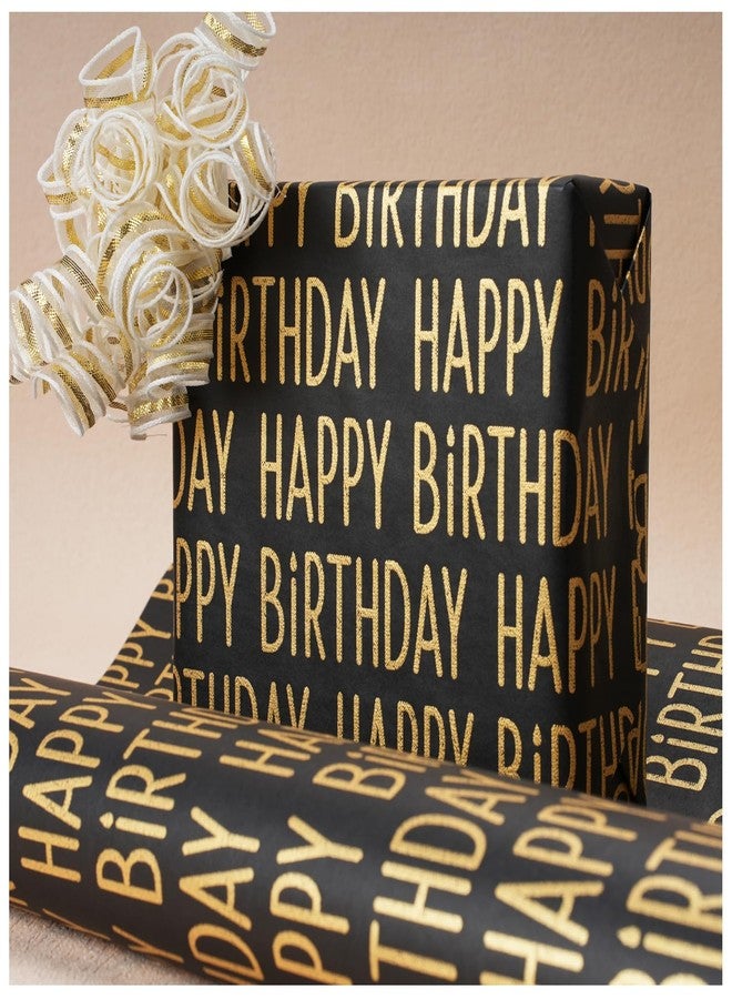 BIOBROWN Birthday Wrapping Paper Text Happy Birthday Design for Boys Men - Image 1