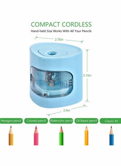 Y&D Electric Pencil Sharpener, DELFINO USB/Battery Dual Power Mode Heavy-duty Helical Blade to Fast Sharpen, Auto Stop for No.2/Colored Pencils(6-8mm), Suitable Kids Teachers Classroom Office (Blue)  - Image 5