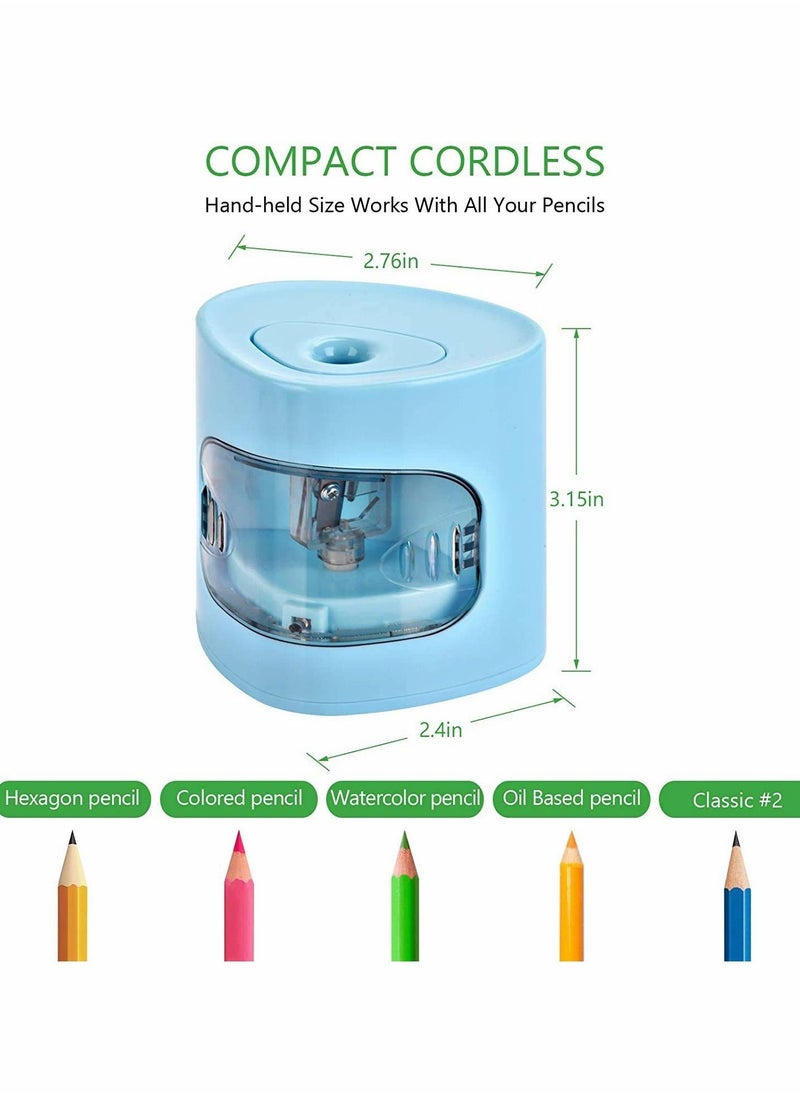 Y&D Electric Pencil Sharpener, DELFINO USB/Battery Dual Power Mode Heavy-duty Helical Blade to Fast Sharpen, Auto Stop for No.2/Colored Pencils(6-8mm), Suitable Kids Teachers Classroom Office (Blue)  - Image 5