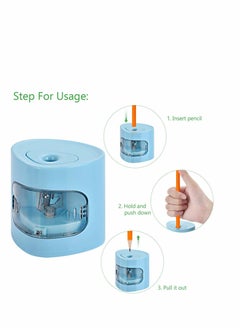 Y&D Electric Pencil Sharpener, DELFINO USB/Battery Dual Power Mode Heavy-duty Helical Blade to Fast Sharpen, Auto Stop for No.2/Colored Pencils(6-8mm), Suitable Kids Teachers Classroom Office (Blue)  - Image 4